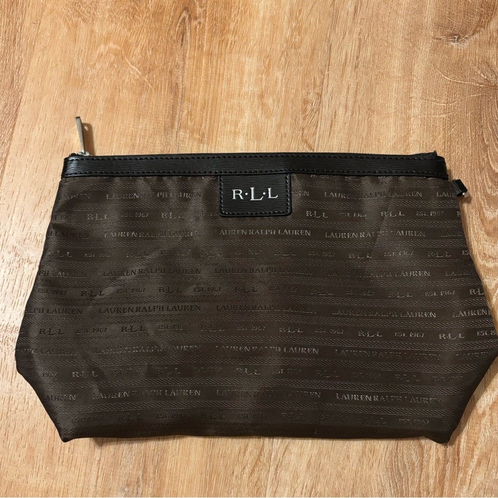 Lauren Ralph Lauren Brown Patterned Women's Cosmetic/Toiletry Bag **2 For 20**